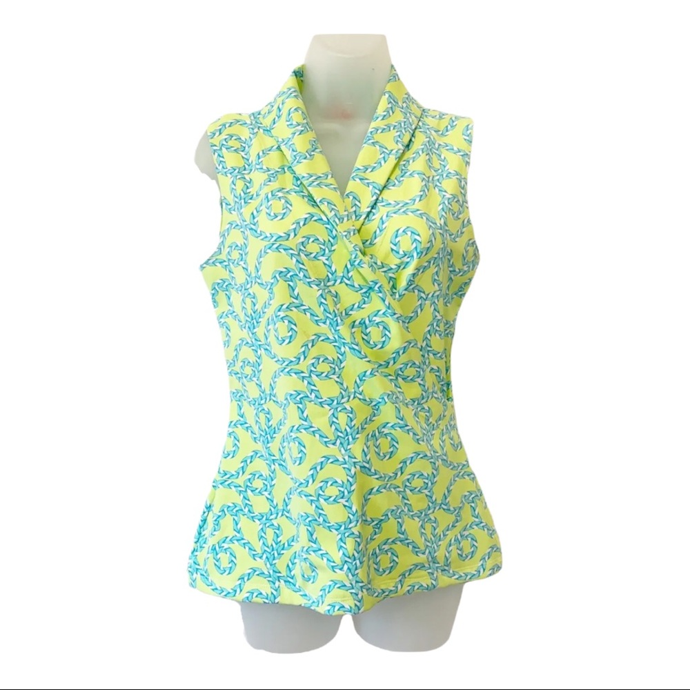 Lissa Mar Jersey Top Lime Turquoise Stretch S